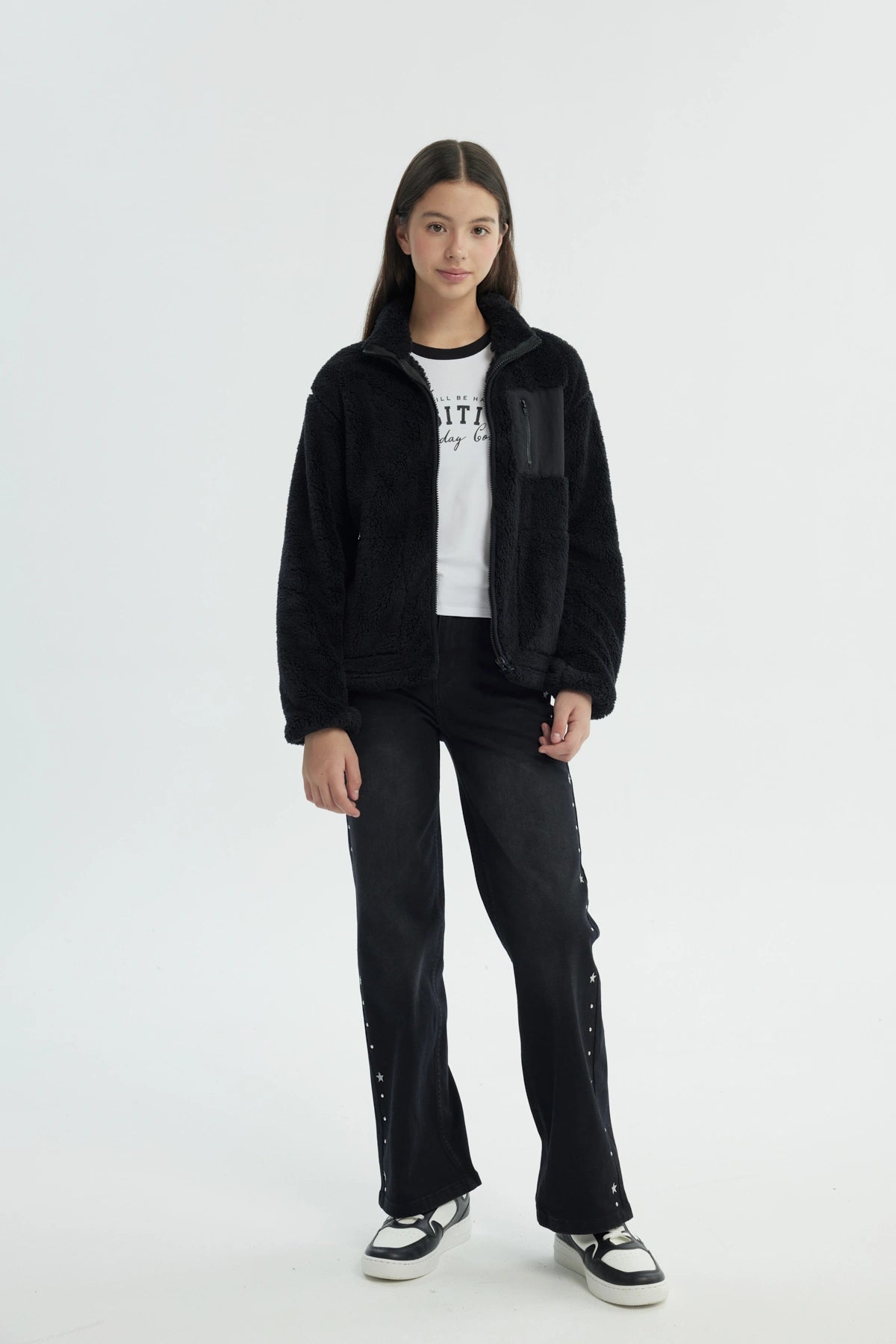 Polar Niña Slim Cuello Con Cierre Negro