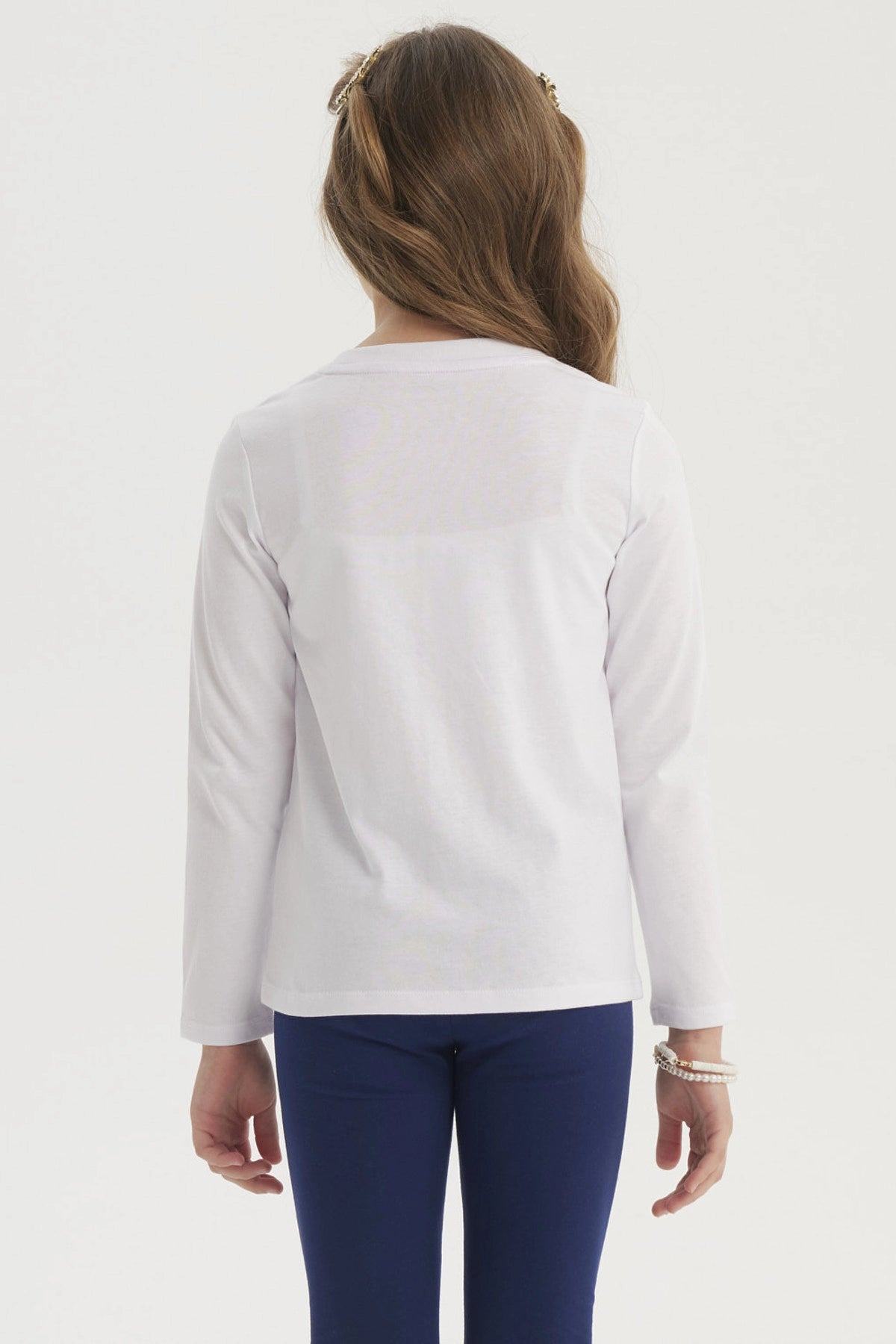 Polera Niña Aplicación Cordón Blanco