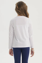 Polera Niña Aplicación Cordón Blanco