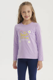 Polera Niña Aplicación Cordón Lila