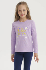 Polera Niña Aplicación Cordón Lila