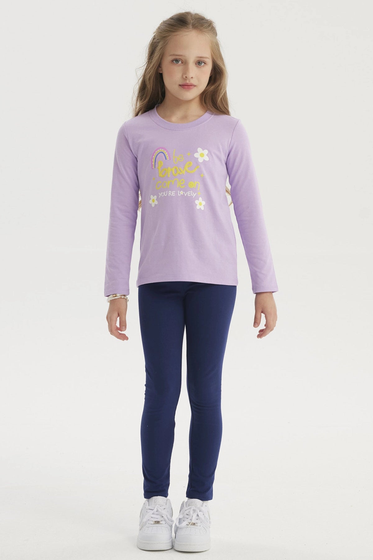 Polera Niña Aplicación Cordón Lila