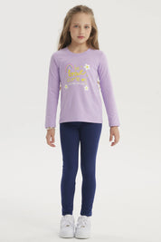 Polera Niña Aplicación Cordón Lila