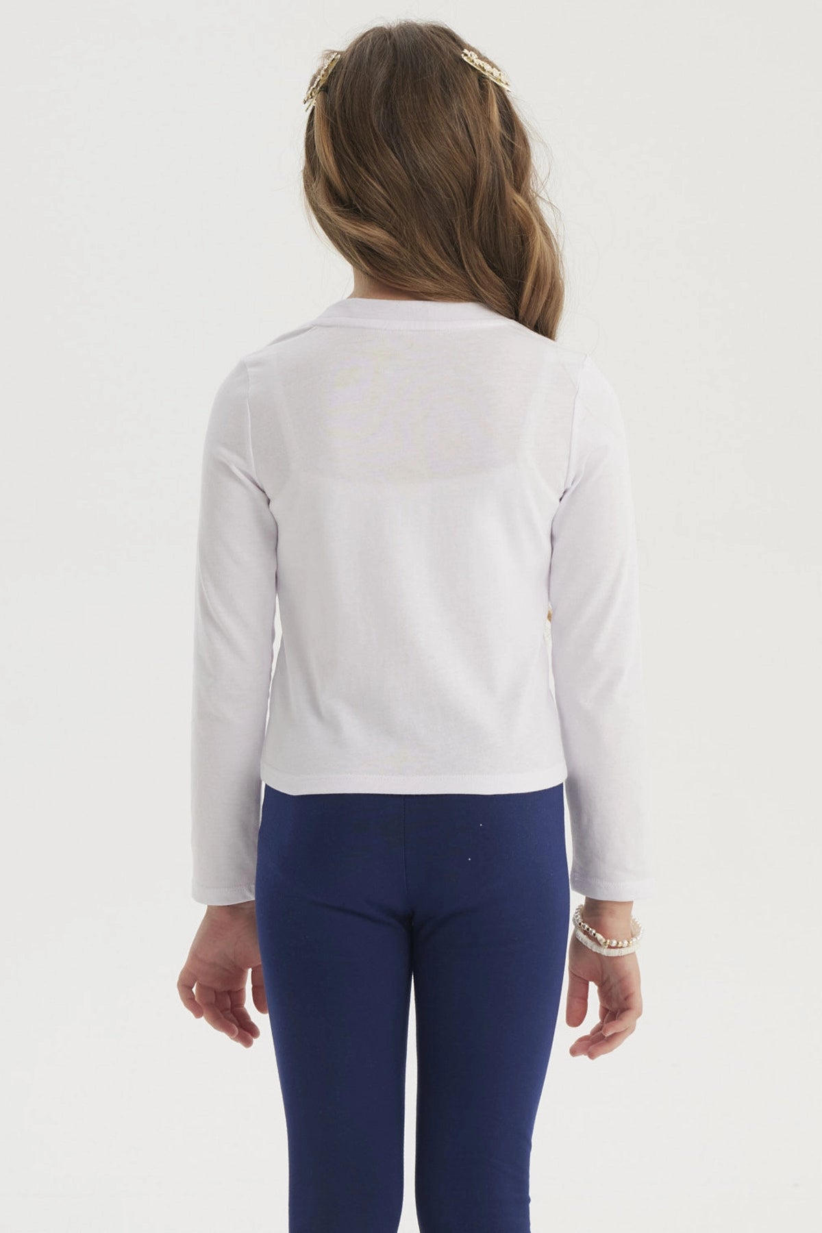 Polera Niña Aplicación Lazos Blanco