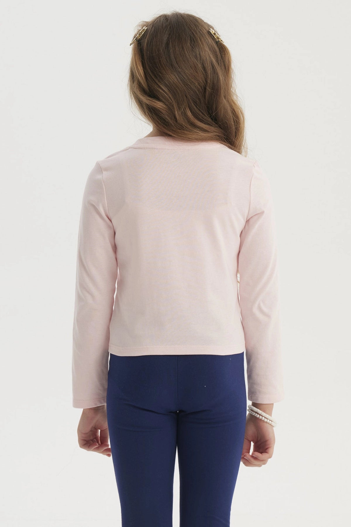 Polera Niña Aplicación Lazos Rosado