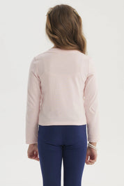 Polera Niña Aplicación Lazos Rosado