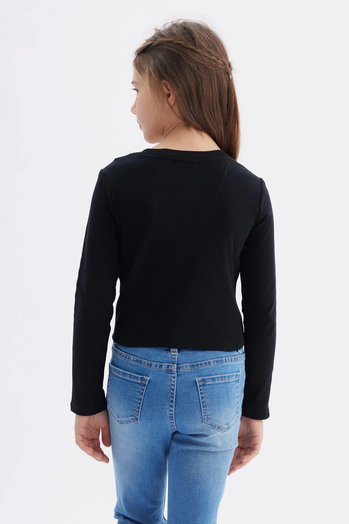 Polera Niña Con Botones Negro