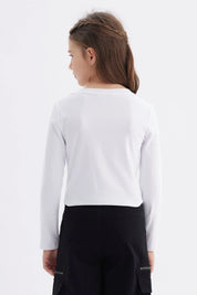 Polera Niña Con Botones Blanco