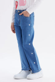 Jeans Niña Wide Leg Azul