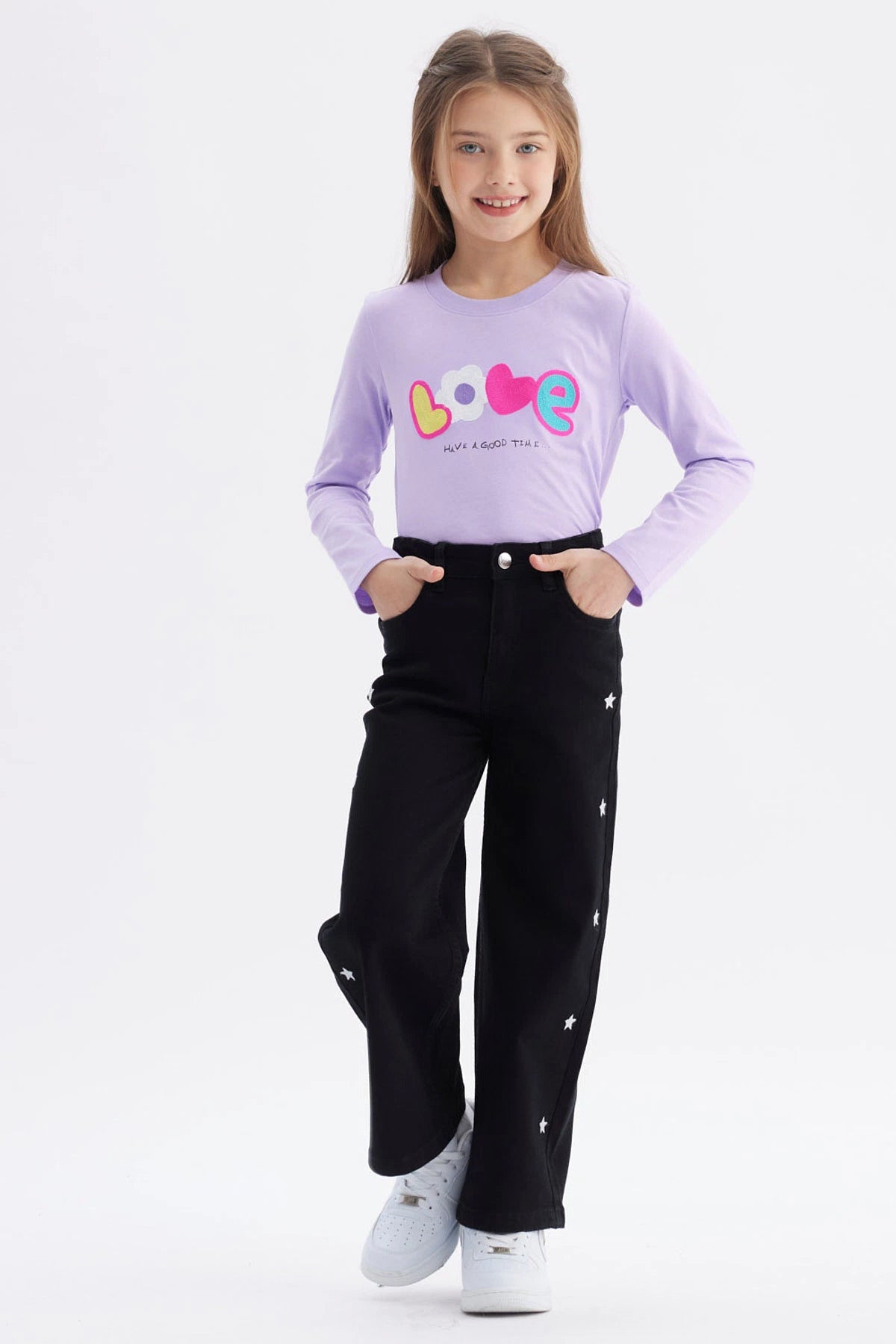 Jeans Niña Wide Leg Negro