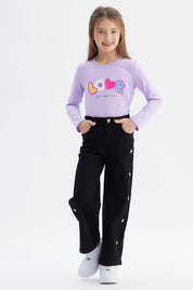 Jeans Niña Wide Leg Negro