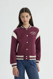 Chaqueta Niña Oversize Burdeo