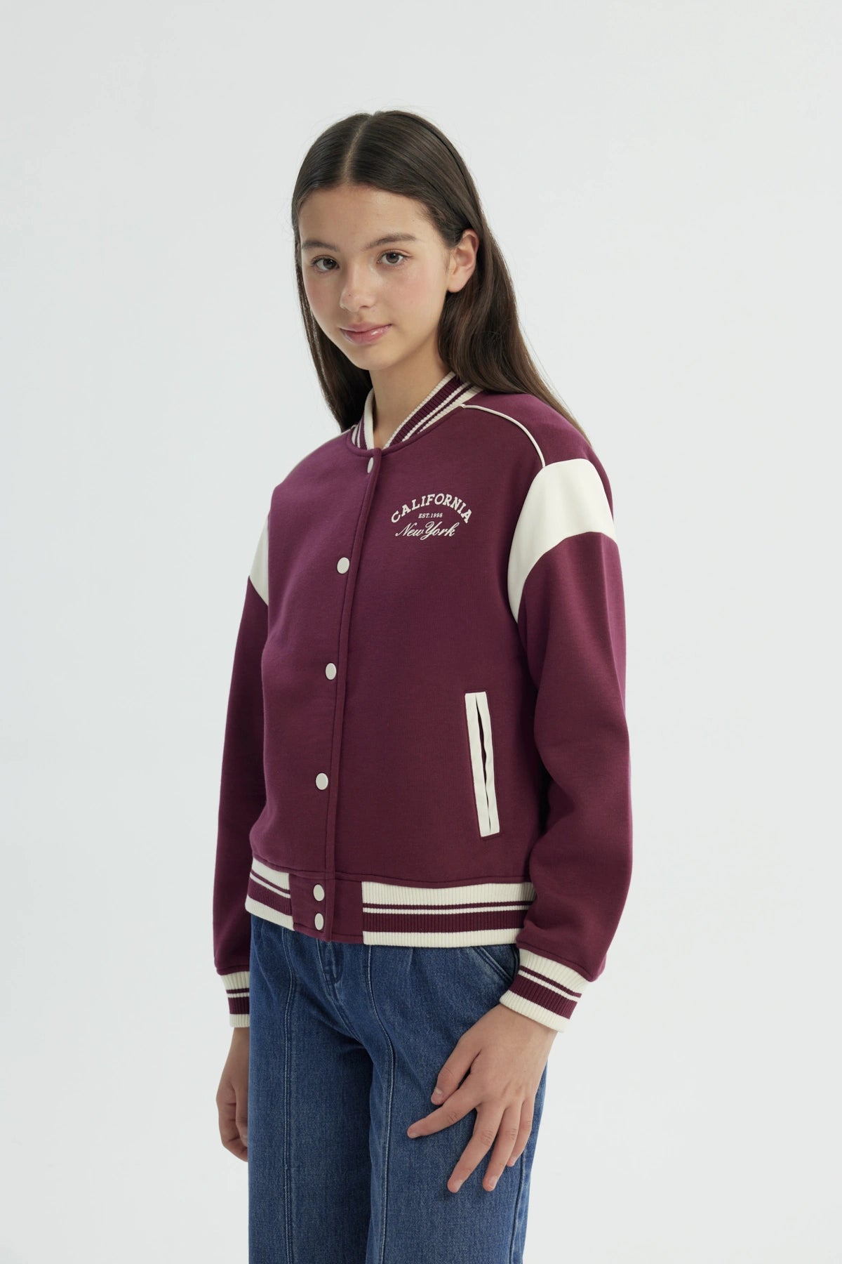 Chaqueta Niña Oversize Burdeo