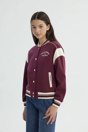 Chaqueta Niña Oversize Burdeo