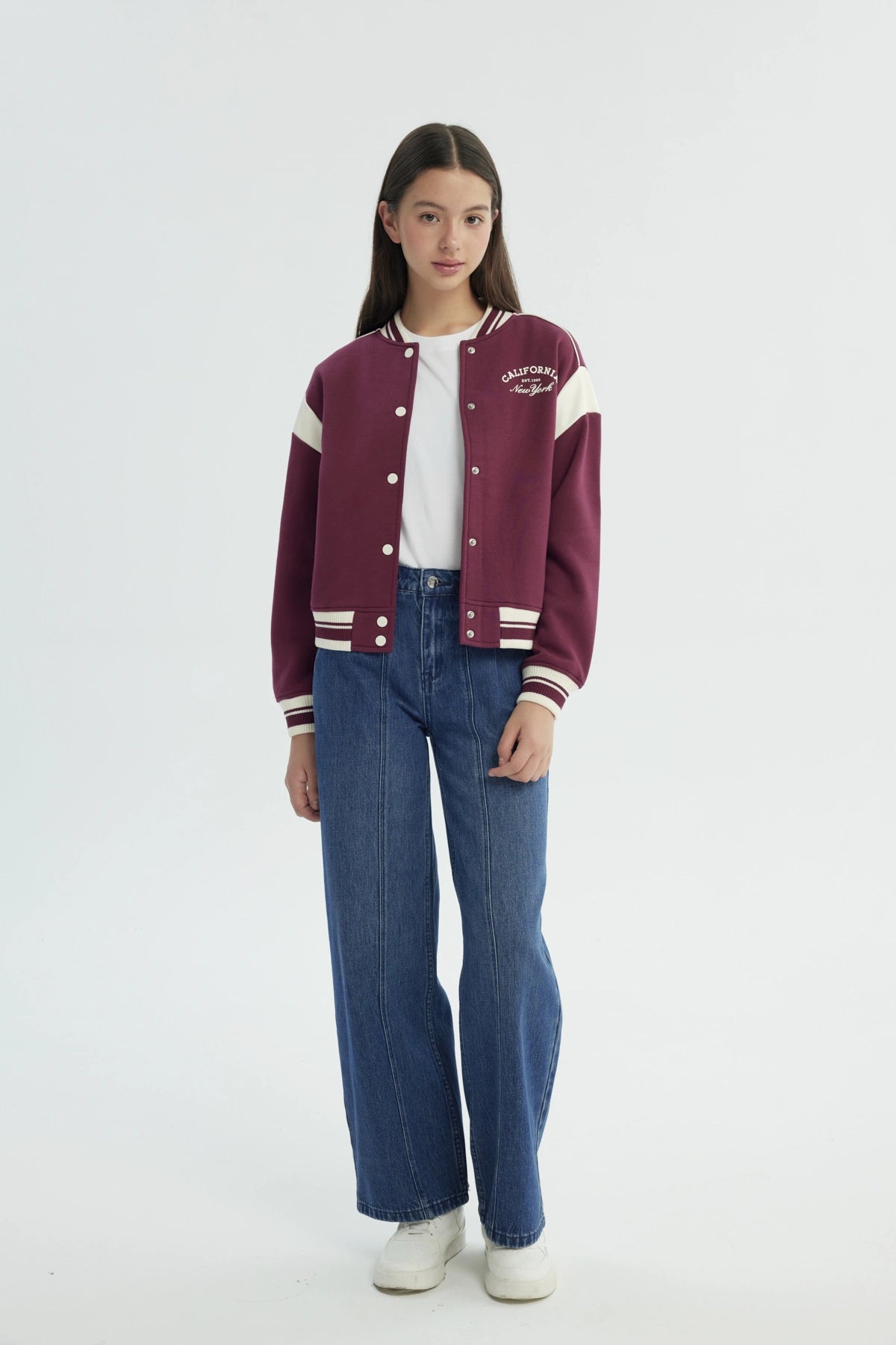 Chaqueta Niña Oversize Burdeo