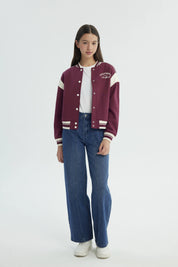 Chaqueta Niña Oversize Burdeo