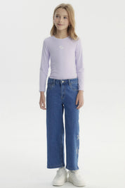 Jeans Niña Wide Leg Azul