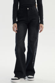 Jeans Niña Wide Leg Negro
