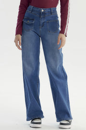 Jeans Niña Wide Leg Azul