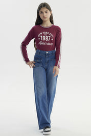 Jeans Niña Wide Leg Azul