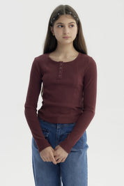 Polera Niña Slim Burdeo
