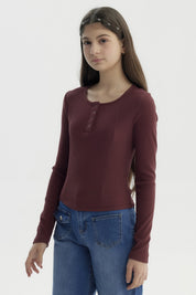 Polera Niña Slim Burdeo