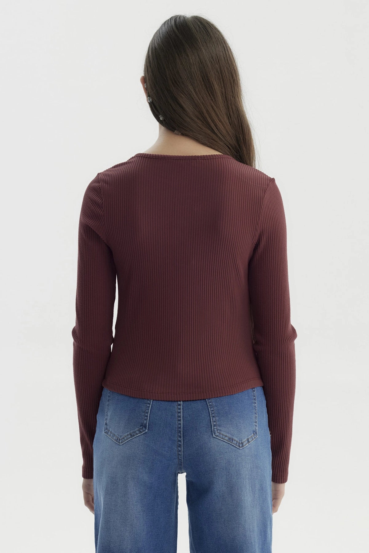 Polera Niña Slim Burdeo