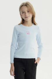 Polera Niña Slim Celeste