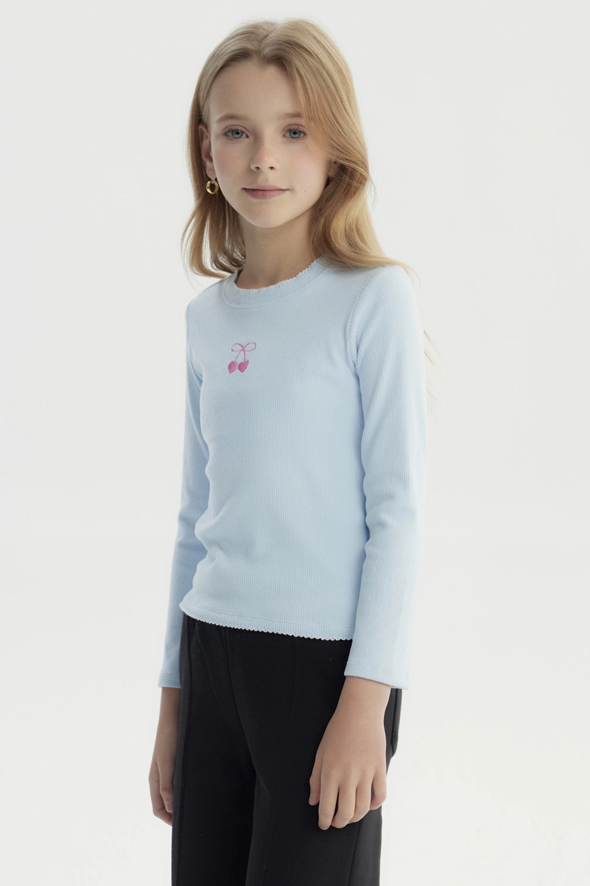 Polera Niña Slim Celeste