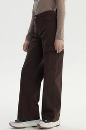Pantalón Niña Wide Leg Café