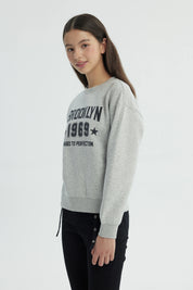 Polerón Niña Slim Gris Melange