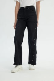 Jeans Niña Wide Leg Negro