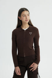 Sweater Niña Ajustado Café