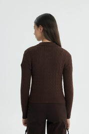 Sweater Niña Ajustado Café
