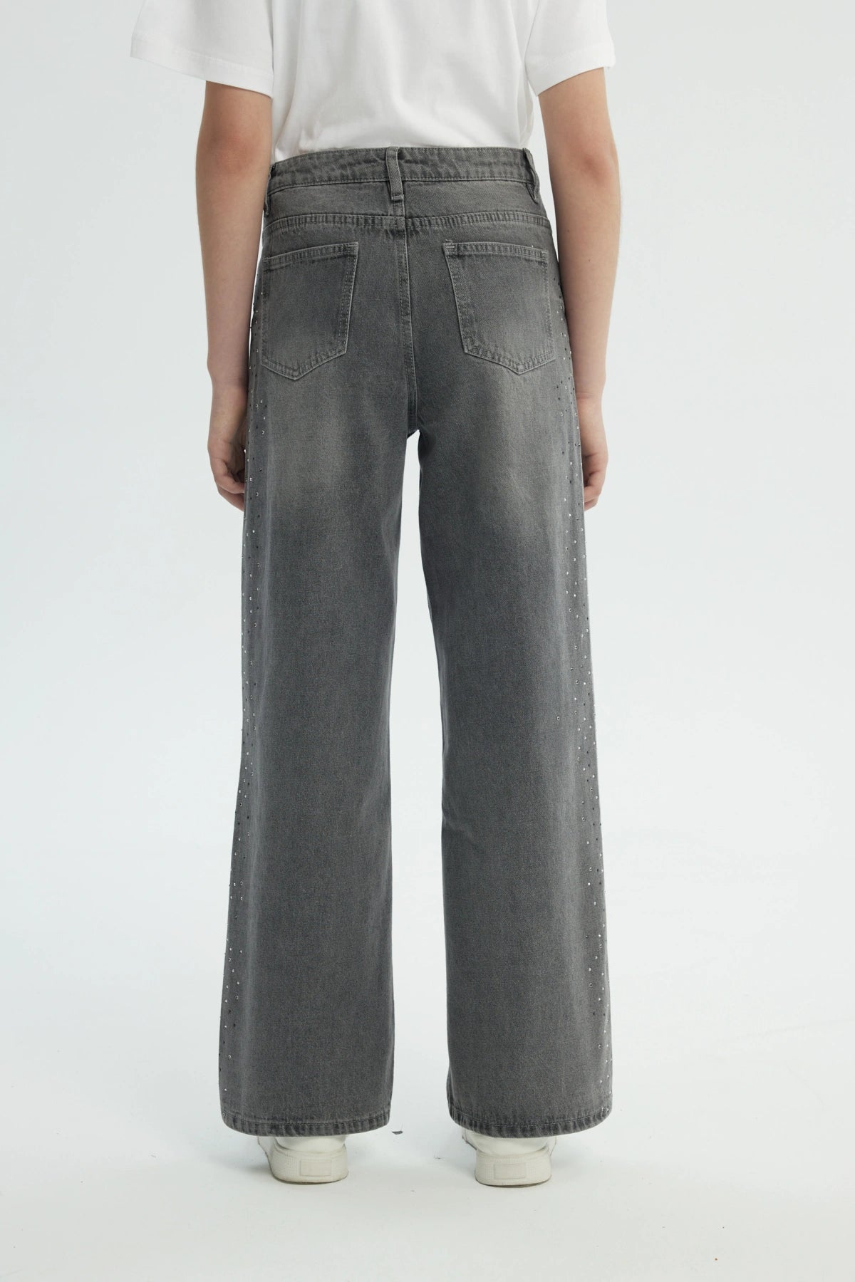 Jeans Niña Wide Leg Gris