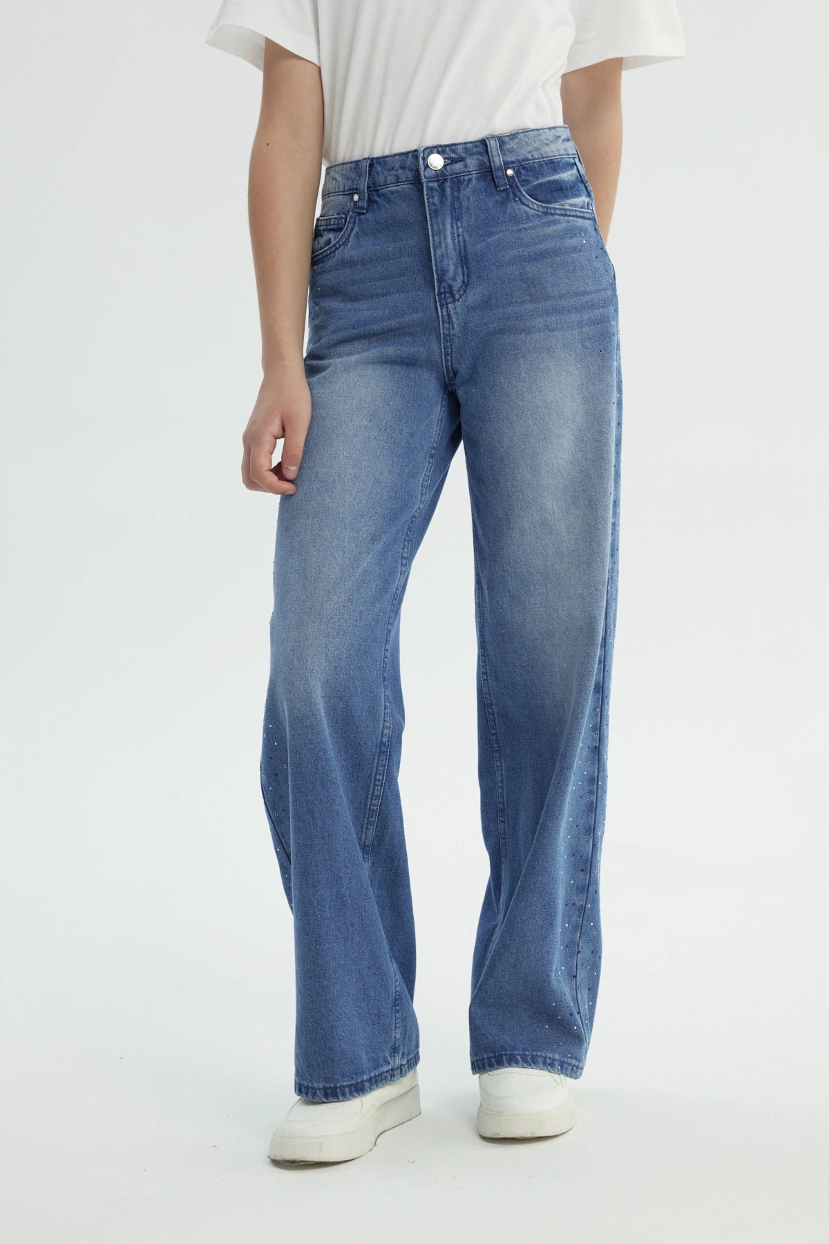 Jeans Niña Wide Leg Azul