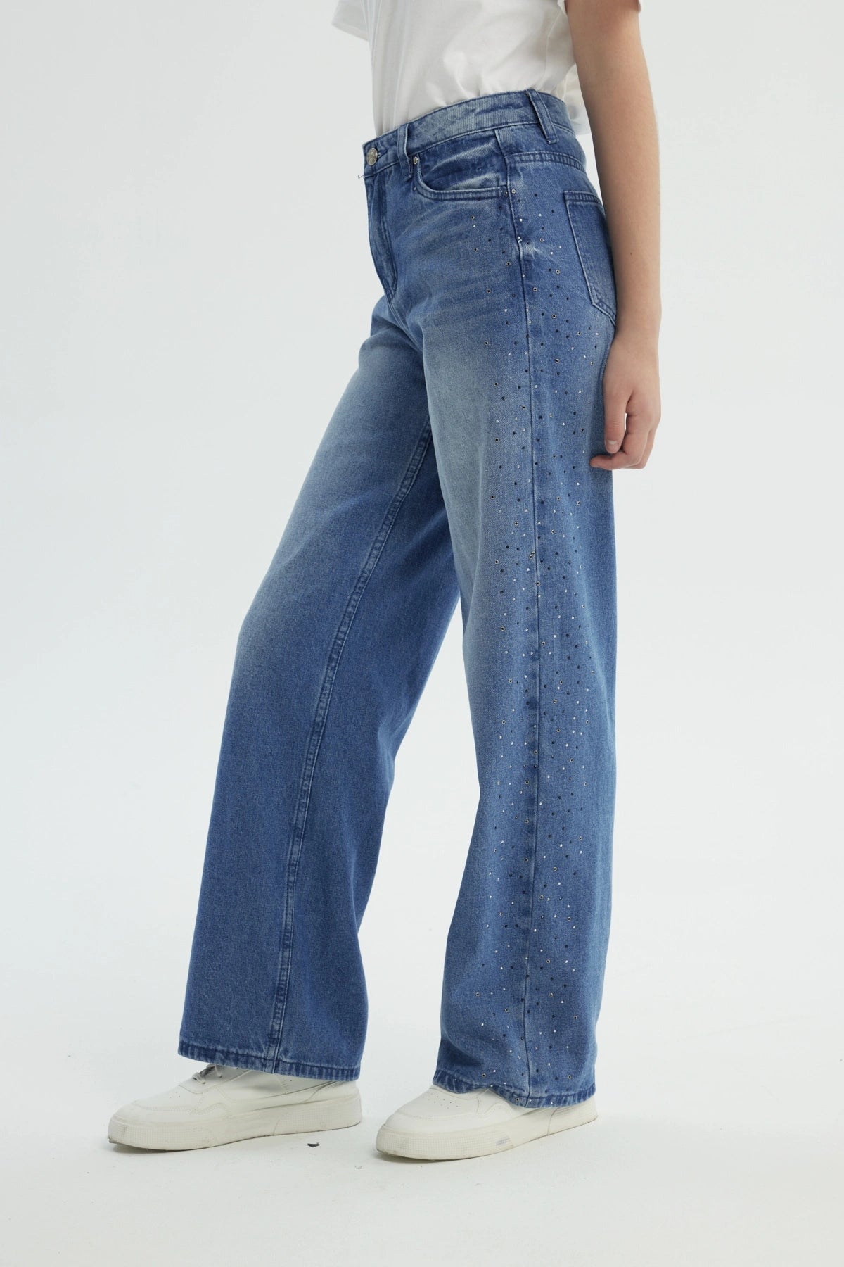 Jeans Niña Wide Leg Azul