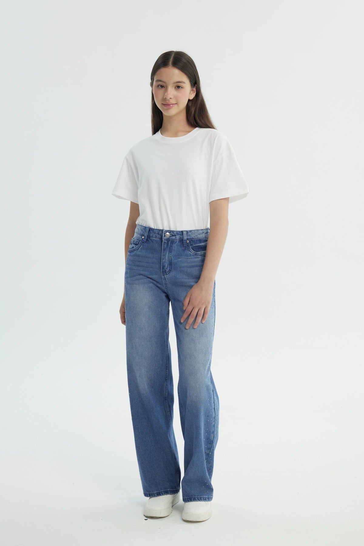 Jeans Niña Wide Leg Azul