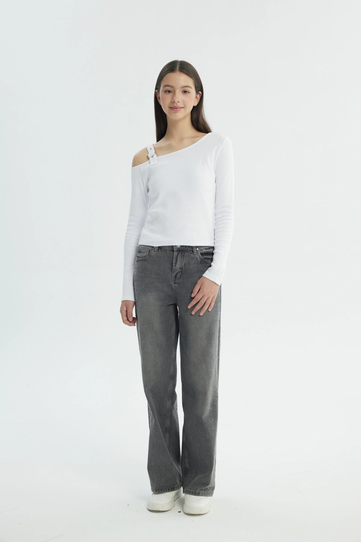 Polera Niña Hombro Descubierto Blanco