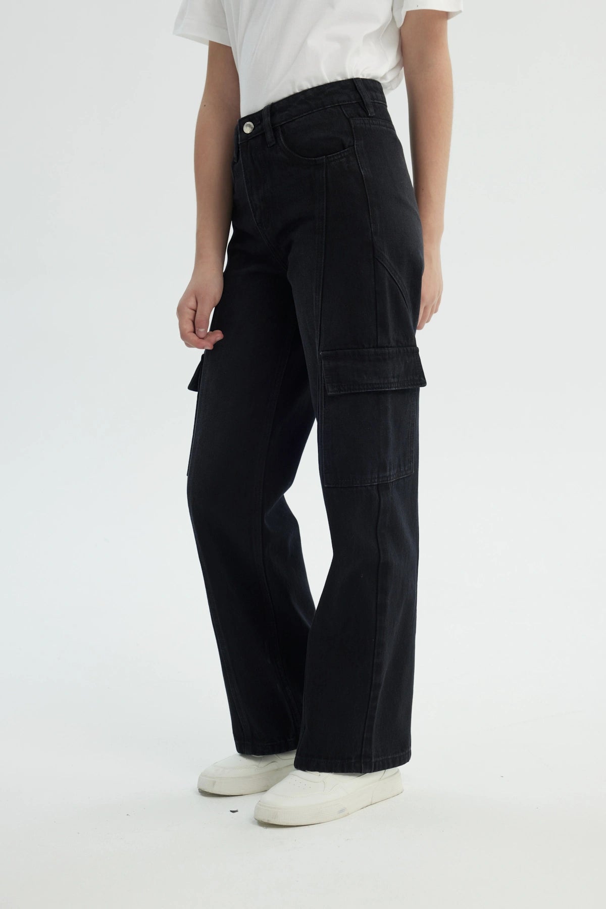 Jeans Niña Wide Leg Negro