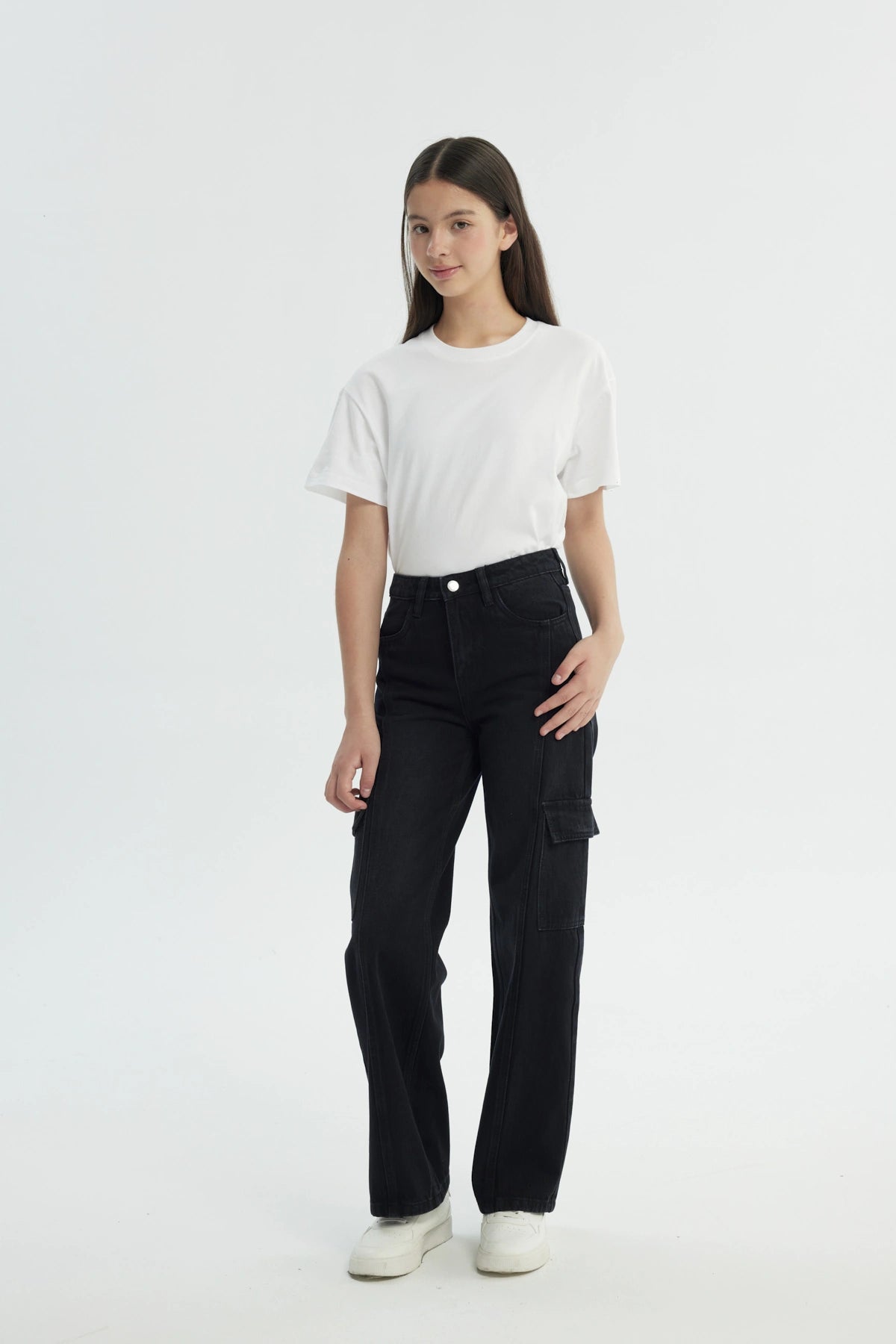 Jeans Niña Wide Leg Negro