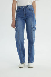 Jeans Niña Wide Leg Azul