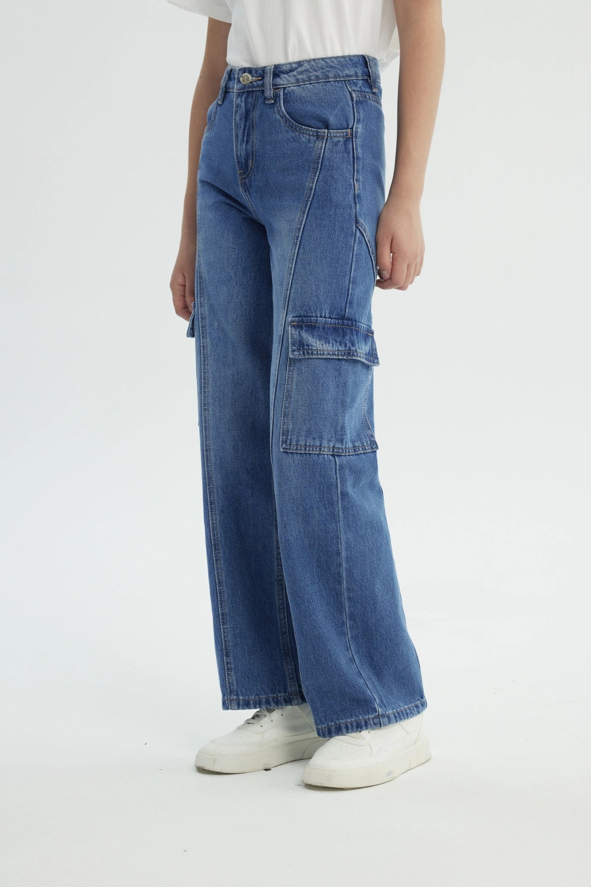 Jeans Niña Wide Leg Azul