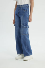 Jeans Niña Wide Leg Azul