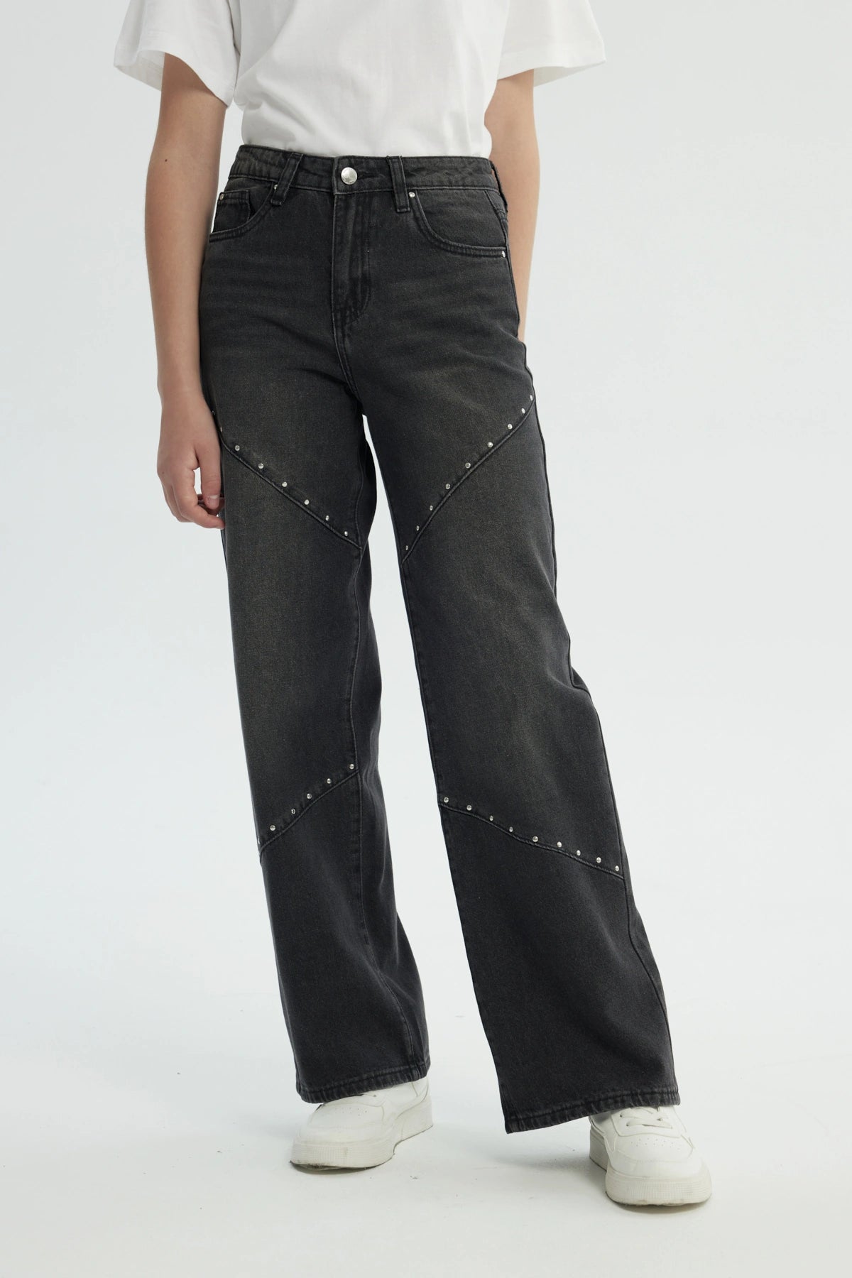 Jeans Niña Wide Leg Gris