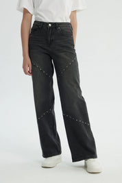Jeans Niña Wide Leg Gris