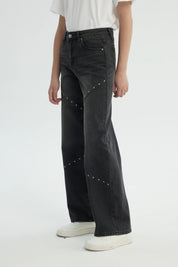 Jeans Niña Wide Leg Gris