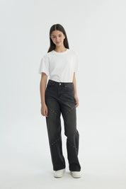 Jeans Niña Wide Leg Gris