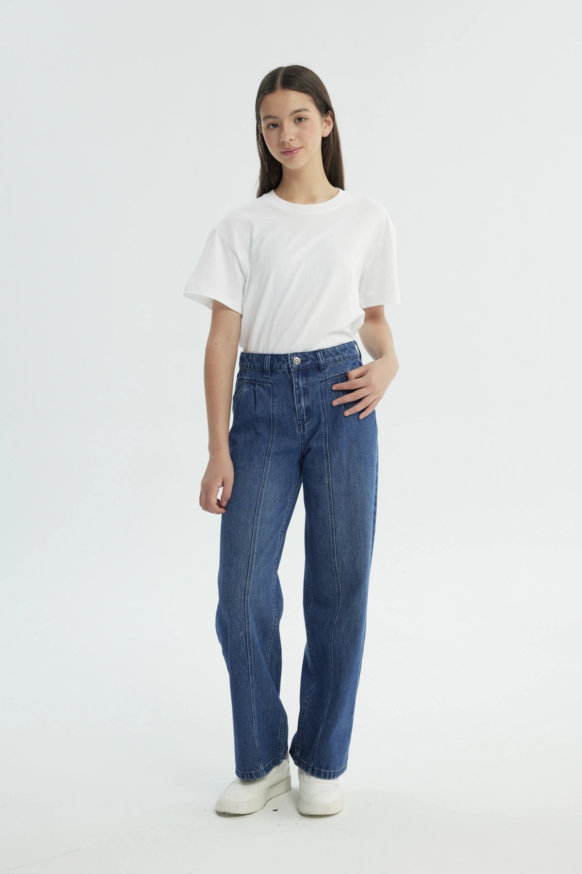 Jeans Niña Wide Leg Azul
