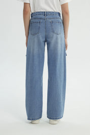 Jeans Niña Wide Leg Azul